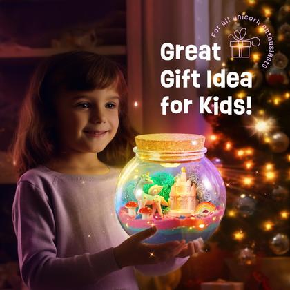 Imagem de Kit de terrário LAOESE Unicorn para meninas de 4 a 12 anos com luz