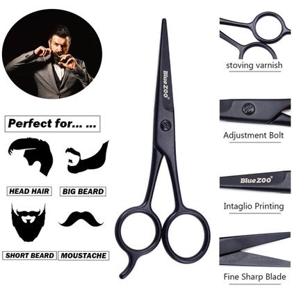 Imagem de Kit de tesoura e pente para barba e bigode BlueZoo com bolsa de armazenamento