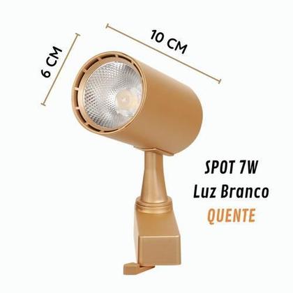 Imagem de Kit De Trilho Eletrificado 1Mt + 3 Spot Led 7W Luz Quente