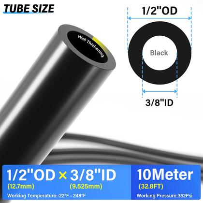 Imagem de Kit de tubulação de ar TAILONZ PNEUMATIC Black Nylon 10 m 12,7 mm OD