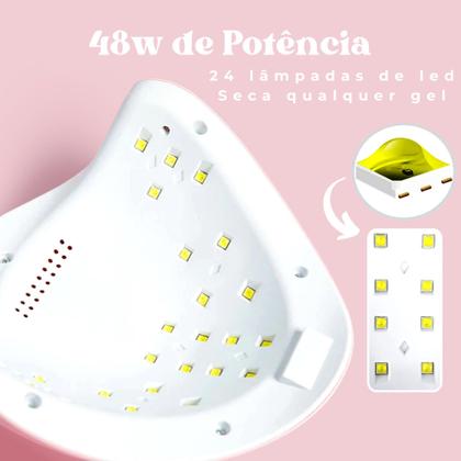 Imagem de Kit de Unha Gel Completo Acrigel Porcelana Fibra de Vidro com Motor de Unhas Profissional A40