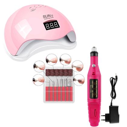 Imagem de Kit de Unha Gel Completo Acrigel Porcelana Fibra de Vidro com Motor de Unhas Profissional A40