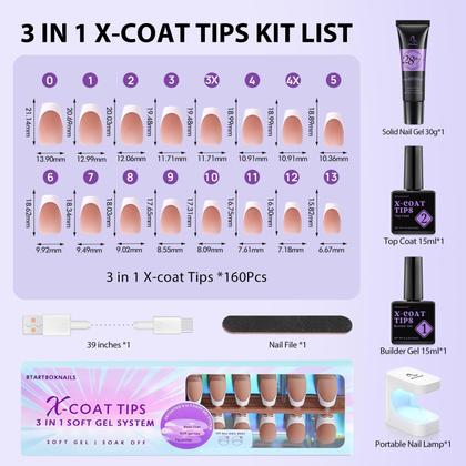 Imagem de Kit de unhas de gel francês btartboxnails com 160 pontas de unhas e lâmpada