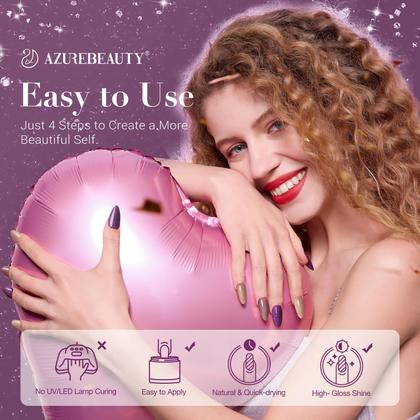 Imagem de Kit de unhas Dip Powder AZUREBEAUTY 4 cores com base e camada superior