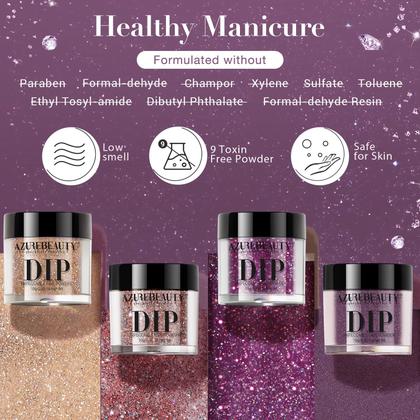 Imagem de Kit de unhas Dip Powder AZUREBEAUTY 4 cores com base e camada superior