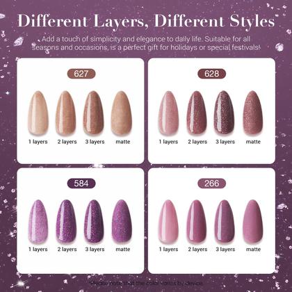 Imagem de Kit de unhas Dip Powder AZUREBEAUTY 4 cores com base e camada superior