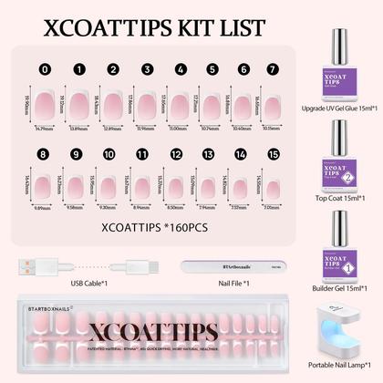 Imagem de Kit de Unhas em Gel BtartboxNails XCOATTIPS com Lâmpada e Pontas Francesas