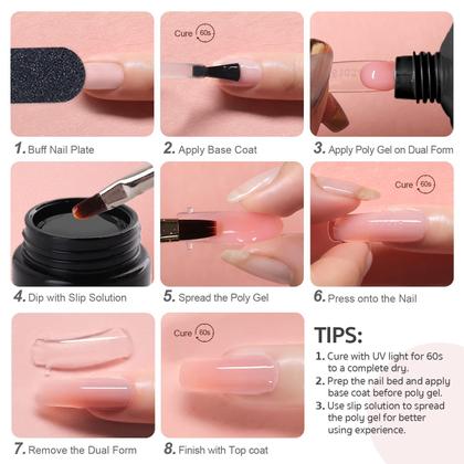 Imagem de Kit de Unhas GAOY Poly Gel com Lâmpada UV - 6 Cores de Gel Construtor 15g