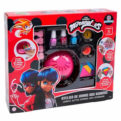 Imagem de Kit De Unhas Infantil Miraculous Ladybug Com Esmaltes Atóxicos E Secador Portátil