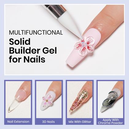 Imagem de Kit de unhas MIZHSE Solid Builder Gel com lâmpada de unhas + 3 cores
