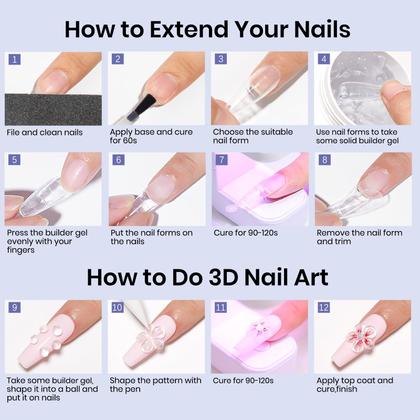 Imagem de Kit de unhas MIZHSE Solid Builder Gel com lâmpada de unhas + 3 cores