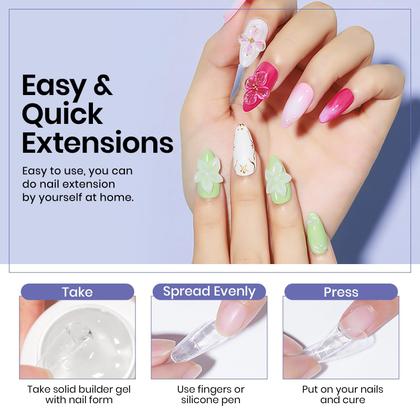 Imagem de Kit de unhas MIZHSE Solid Builder Gel com lâmpada de unhas + 3 cores