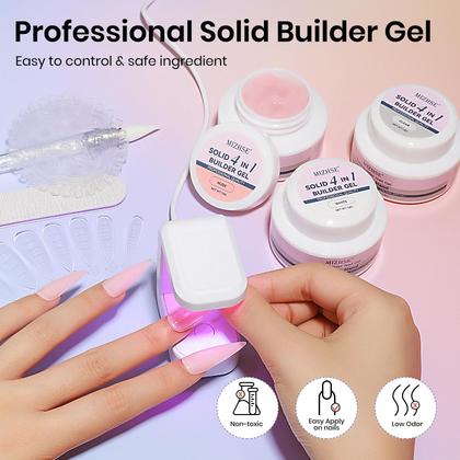 Imagem de Kit de unhas MIZHSE Solid Builder Gel com lâmpada de unhas + 3 cores