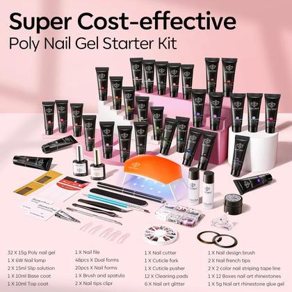 Imagem de Kit de Unhas Poly Extension Gel Modelones 133 Peças com Lâmpada UV