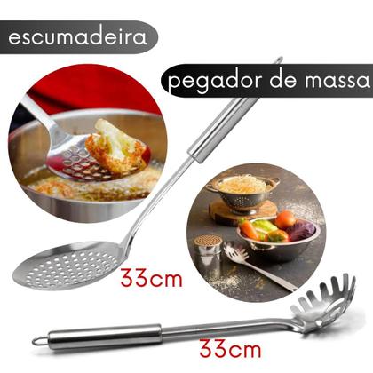 Imagem de Kit de Utensílios de Cozinha Inox 15 Peças Completo Resistente Funcional