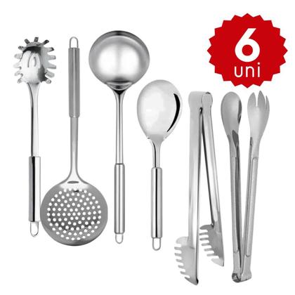 Imagem de Kit de Utensílios de Cozinha Inox 15 Peças Completo Resistente Funcional