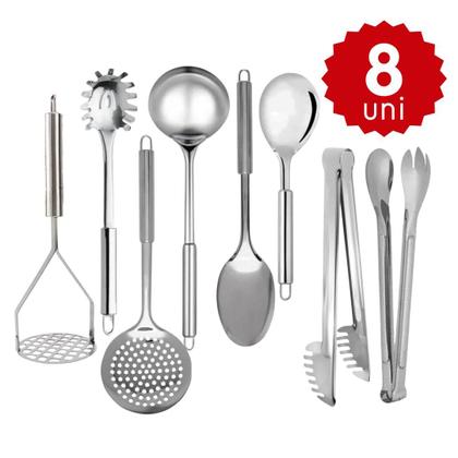 Imagem de Kit de Utensílios de Cozinha Inox 15 Peças Completo Resistente Funcional