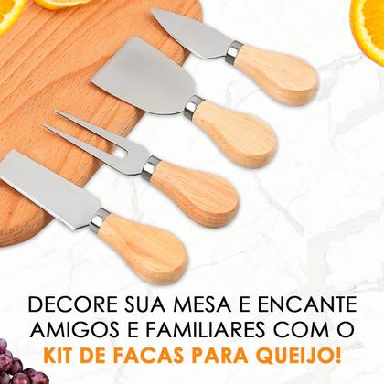 Imagem de Kit De Utensílios Para Queijo 4 Peças Garfo Faca Espátula Gourmet