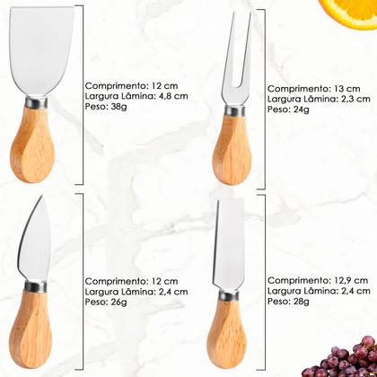 Imagem de Kit De Utensílios Para Queijo 4 Peças Garfo Faca Espátula Gourmet