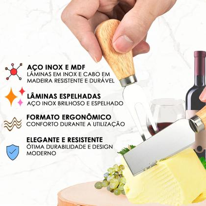 Imagem de Kit De Utensílios Para Queijo 4 Peças Garfo Faca Espátula Gourmet