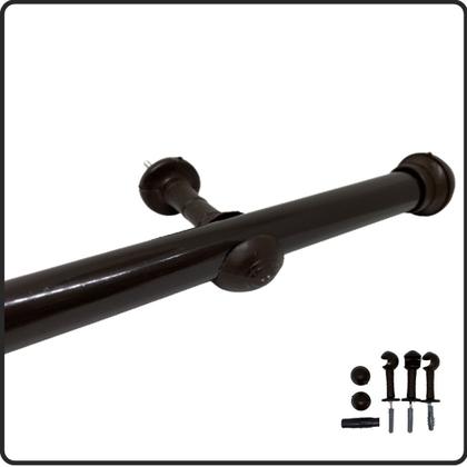 Imagem de Kit De Varão 2,50 M Simples Com Ponteiras De 28mm Grosso Tabaco