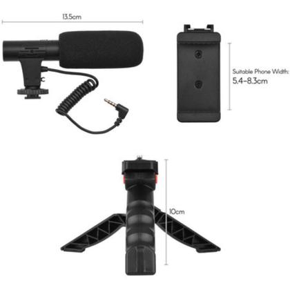 Imagem de Kit de Vlogg Filmagem Microfone Tripé Luz Live Profissional