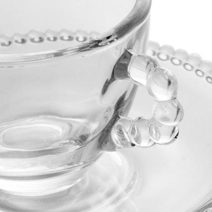 Imagem de Kit De Xícara 80ml Com Pires Café Chá + Tigelas De Cristal - 4 Unidades Cada