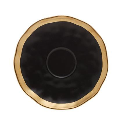 Imagem de Kit De Xícaras De Chá Com Pires 200ml Preto E Dourado Com 4 Unidades