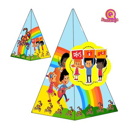 Imagem de Kit Decoração de Festa Aniversário Bolo Topper 3 Palavrinhas Arco Íris Qfestança -78 Itens