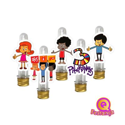 Imagem de Kit Decoração de Festa Aniversário Bolo Topper 3 Palavrinhas Arco Íris Qfestança -78 Itens