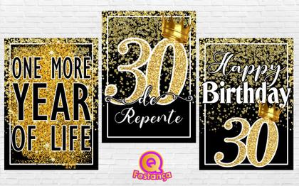 Imagem de Kit Decoração de Festa Aniversário Bolo Topper 30 Anos Qfestança -78 Itens