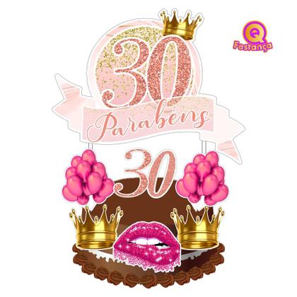 Imagem de Kit Decoração de Festa Aniversário Bolo Topper 30 Anos Qfestança -78 Itens