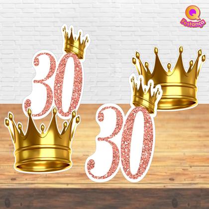Imagem de Kit Decoração de Festa Aniversário Bolo Topper 30 Anos Qfestança -78 Itens