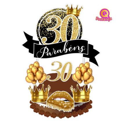 Imagem de Kit Decoração de Festa Aniversário Bolo Topper 30 Anos Qfestança -78 Itens