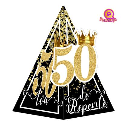 Imagem de Kit Decoração de Festa Aniversário Bolo Topper 50 Anos  Qfestança -78 Itens