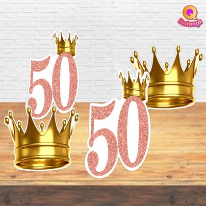 Imagem de Kit Decoração de Festa Aniversário Bolo Topper 50 Anos  Qfestança -78 Itens