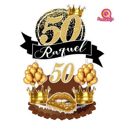 Imagem de Kit Decoração de Festa Aniversário Bolo Topper 50 Anos  Qfestança -78 Itens