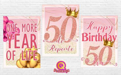 Imagem de Kit Decoração de Festa Aniversário Bolo Topper 50 Anos  Qfestança -78 Itens