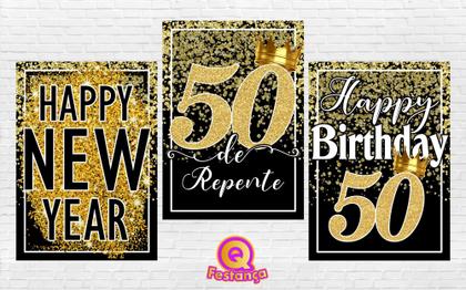 Imagem de Kit Decoração de Festa Aniversário Bolo Topper 50 Anos  Qfestança -78 Itens