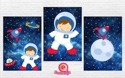Imagem de Kit Decoração de Festa Aniversário Bolo Topper Astronauta  Qfestança -78 Itens