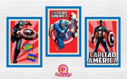 Imagem de Kit Decoração de Festa Aniversário Bolo Topper Capitão América Qfestança -78 Itens