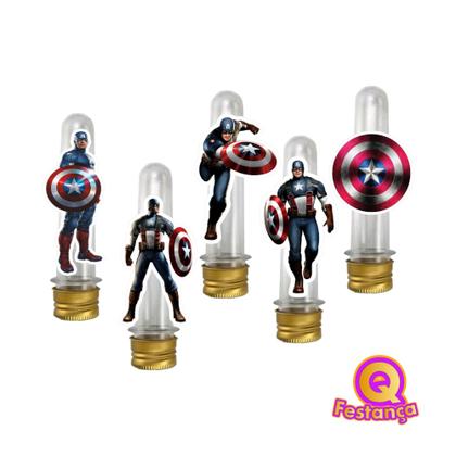 Imagem de Kit Decoração de Festa Aniversário Bolo Topper Capitão América Qfestança -78 Itens