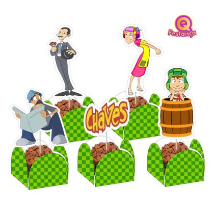 Imagem de Kit Decoração de Festa Aniversário Bolo Topper Chaves Qfestança -78 Itens