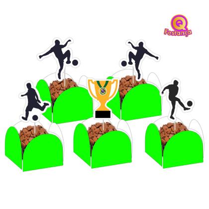 Imagem de Kit Decoração de Festa Aniversário Bolo Topper Futebol Copinha  Qfestança -78 Itens