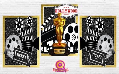Imagem de Kit Decoração de Festa Aniversário Bolo Topper Hollywood  Qfestança -78 Itens