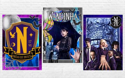 Imagem de Kit Decoração de Festa Aniversário Topper Wandinha Addams Lembrancinhas  QFestança -78 Itens