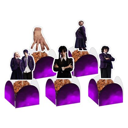 Imagem de Kit Decoração de Festa Aniversário Topper Wandinha Addams Lembrancinhas  QFestança -78 Itens