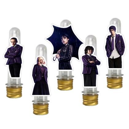 Imagem de Kit Decoração de Festa Aniversário Topper Wandinha Addams Lembrancinhas  QFestança -78 Itens