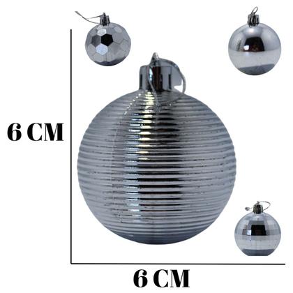 Imagem de Kit Decoração Enfeite Bola de Natal 6cm 36 Unidade Cor:Prata