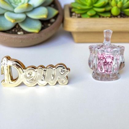 Imagem de Kit Decorativo de Enfeites com Pote 100 Cápsulas com Versiculos da Biblia com Frase Deus Fé Decora